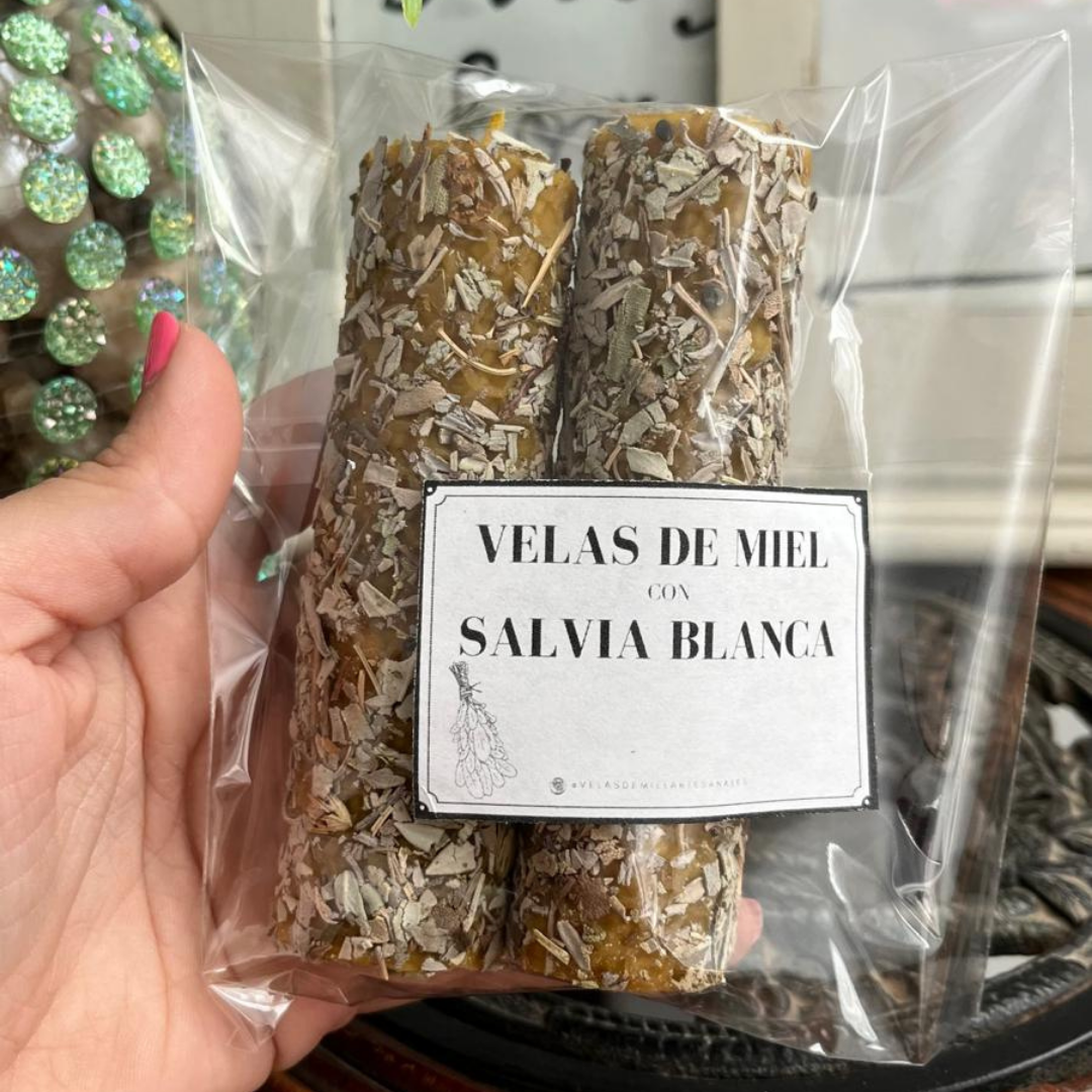 Vela de Miel Salvia Blanca