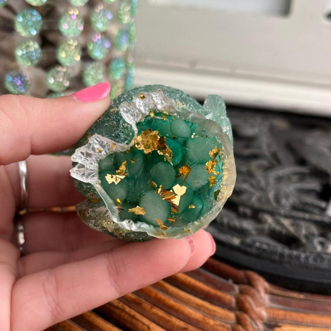 Búho Suerte Dorado(Aventurina Verde Oro)