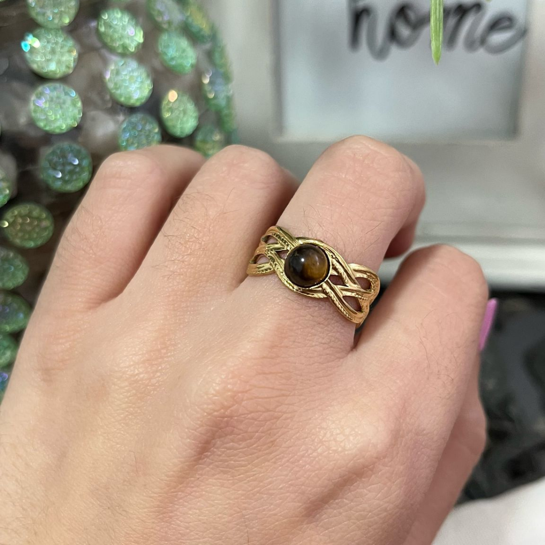 Anillo Ojo de Tigre Acero (Ajustable)