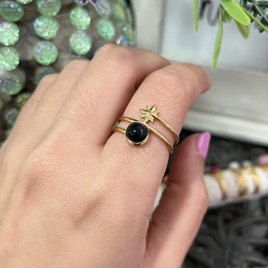 Anillo Ónix Acero (Ajustable)