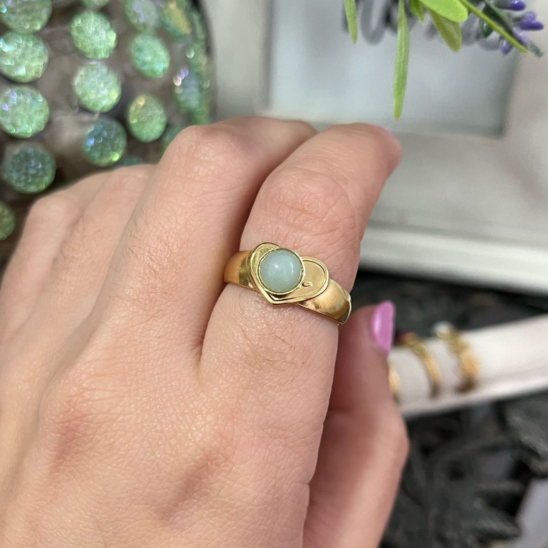 Anillo Aventurina Verde Acero (Ajustable)