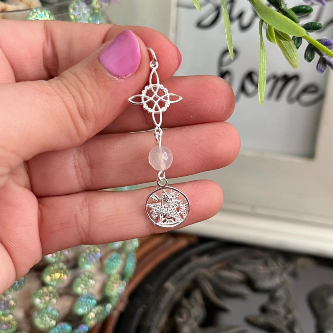 Colgante Doble Protección con Ágata Facetada Plata