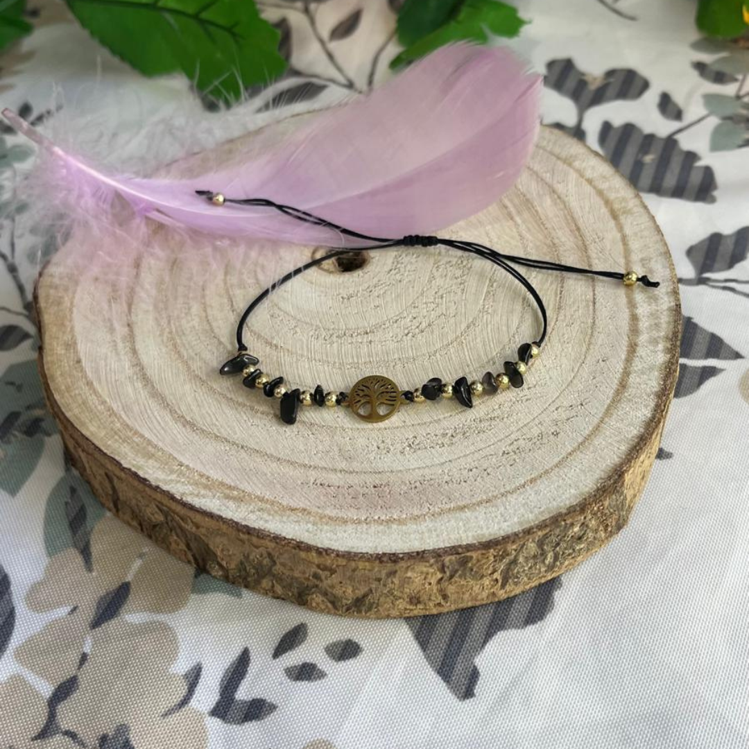 Pulsera Ágata Negra Árbol de la Vida