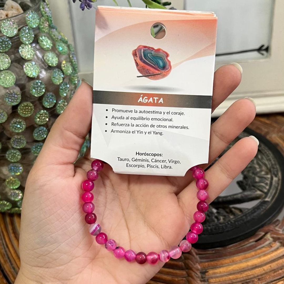 Pulsera Ágata Fucsia 6mm