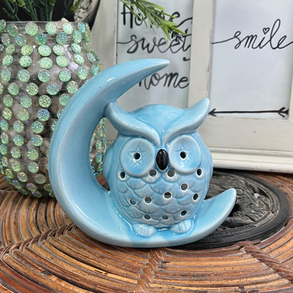 Quemador Cerámica Búho Azul