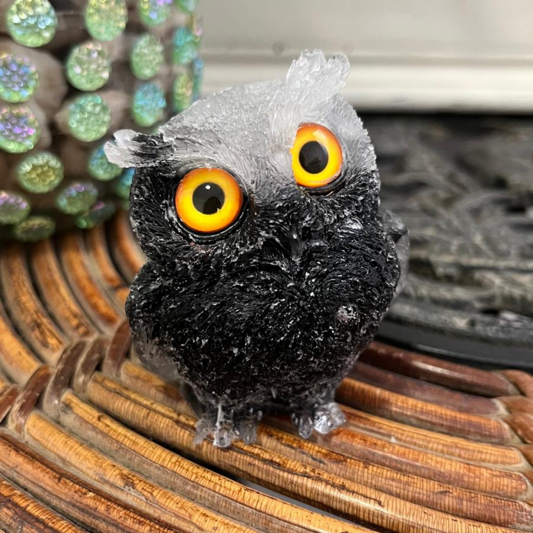 Búho Guardian (Turmalina Negra y Cuarzo Blanco)