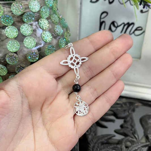 Colgante Doble Protección Ónix Plata