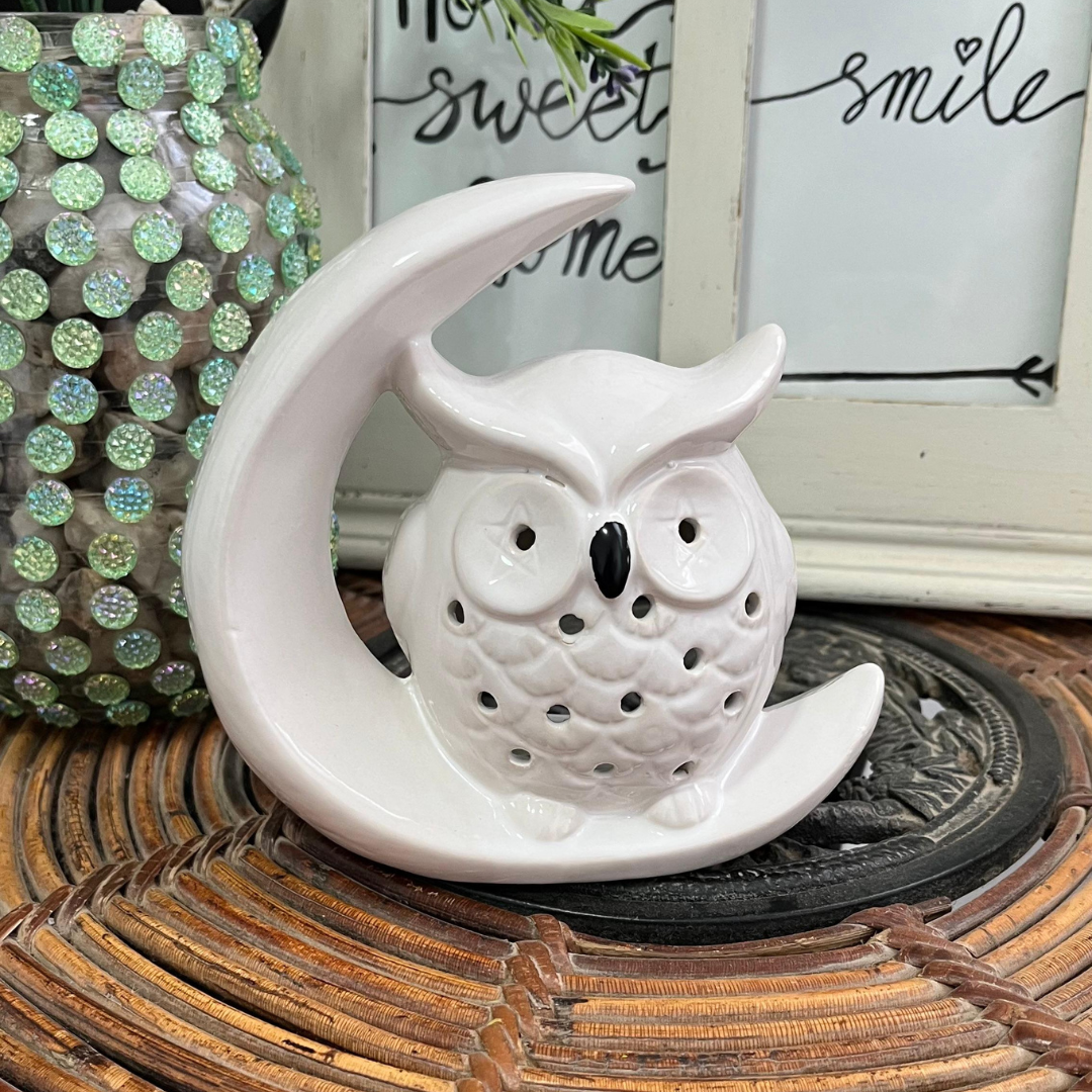Quemador Cerámica Búho Blanco