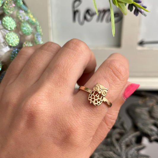 Anillo Búho Dorado Metal