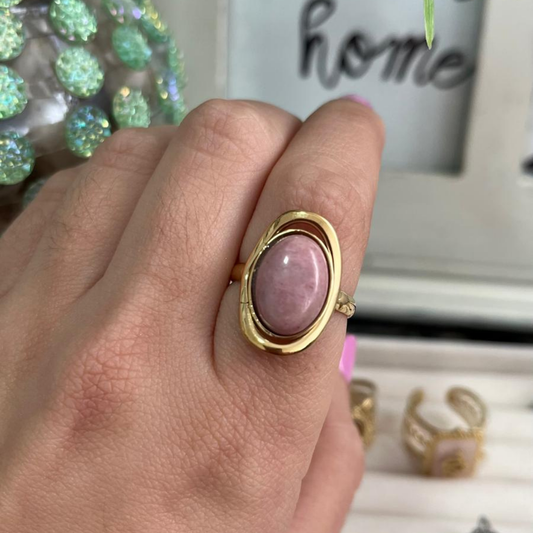 Anillo Rodonita Acero (Ajustable)