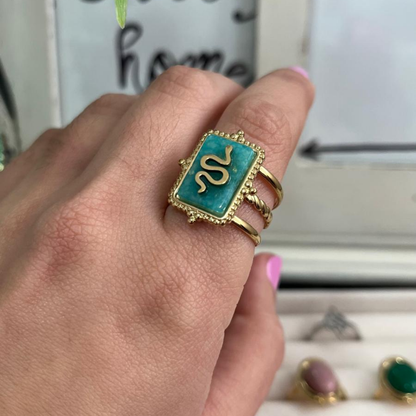 Anillo Serpiente Azul Acero (Ajustable)