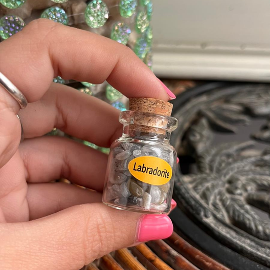 Frasco con Chips de Labradorita