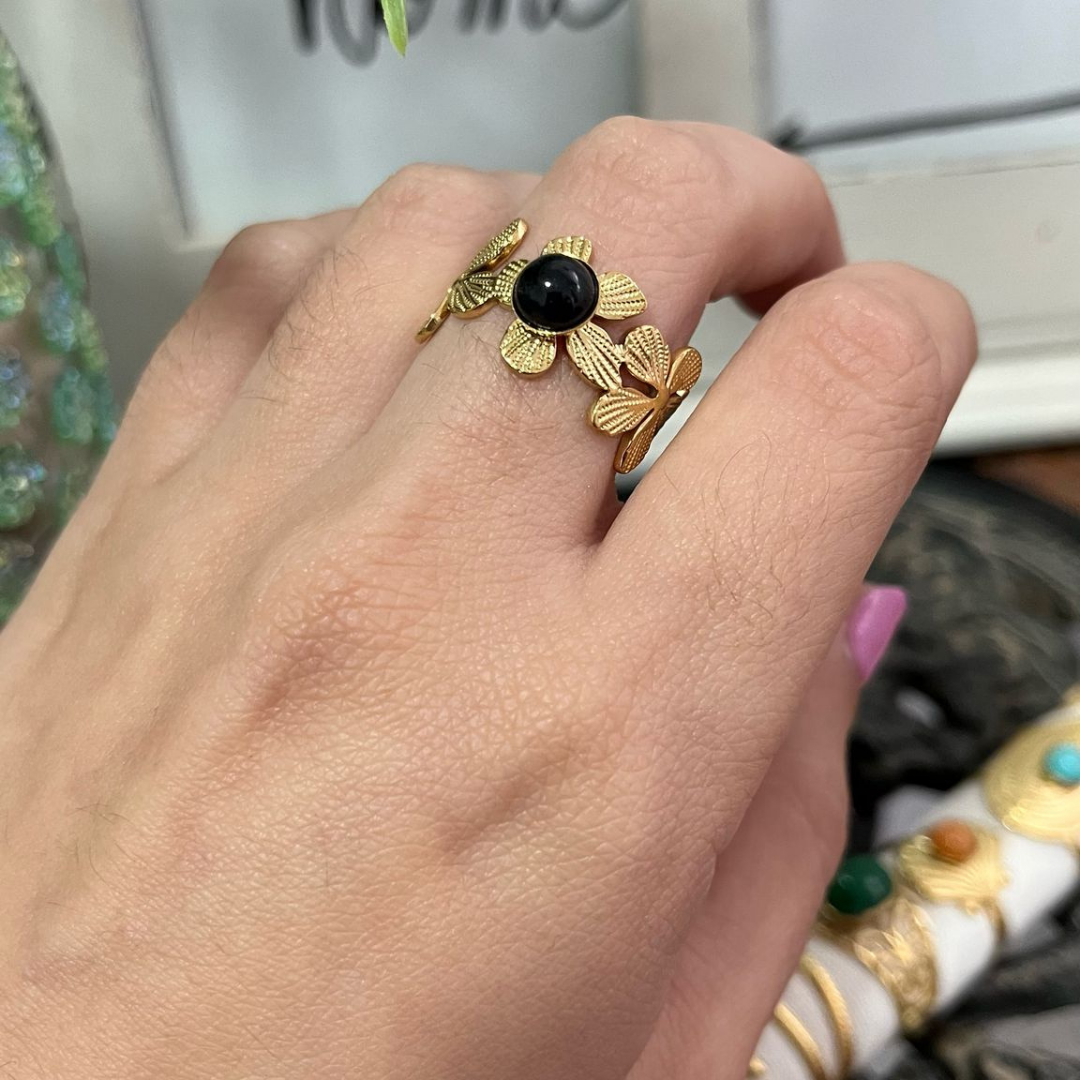 Anillo Ónix Acero (Ajustable)