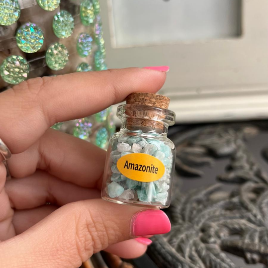 Frasco con Chips de Amazonita