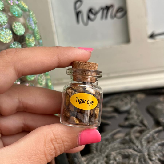Frasco con Chips de Ojo de Tigre