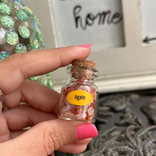 Frasco con Chips de Ágata Roja