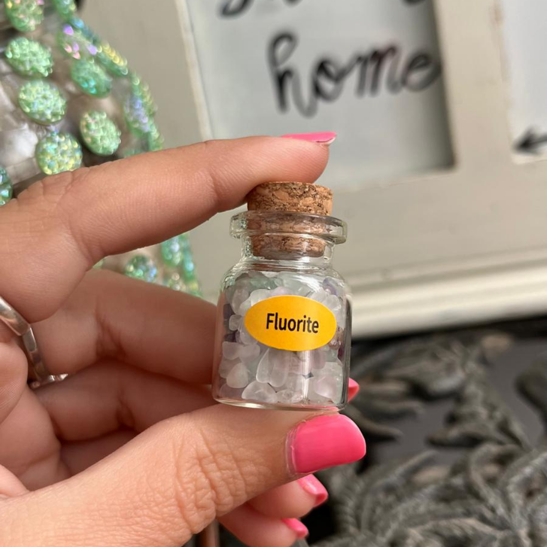Frasco con Chips de Fluorita