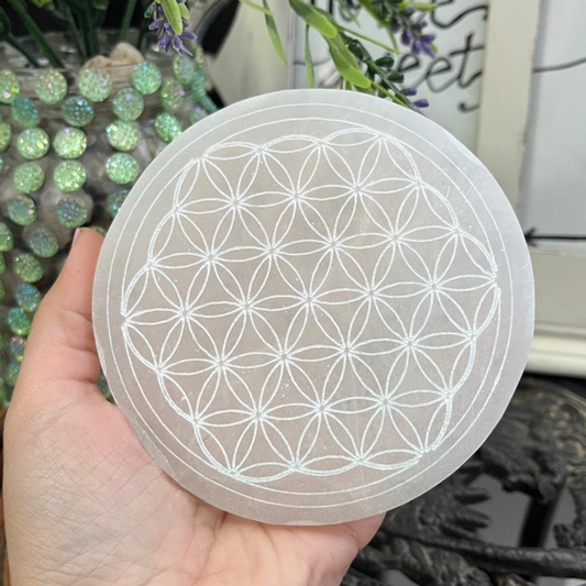 Placa Selenita Flor de la Vida