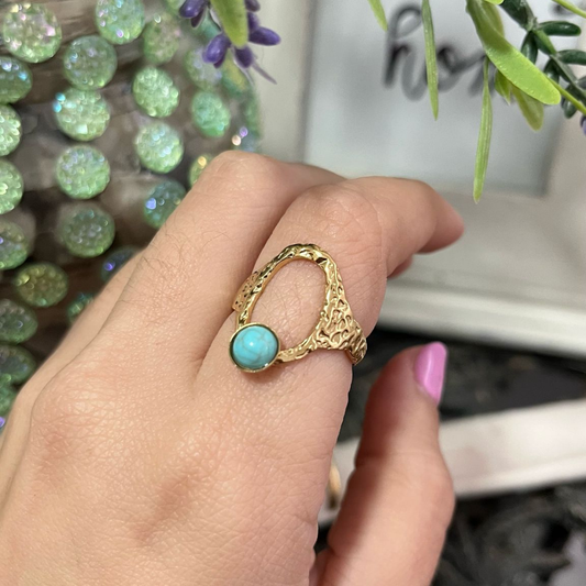 Anillo Turquesa Natural Acero (Ajustable)