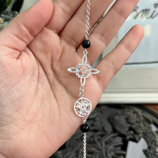 Pulsera Doble Protección con Ónix Plata