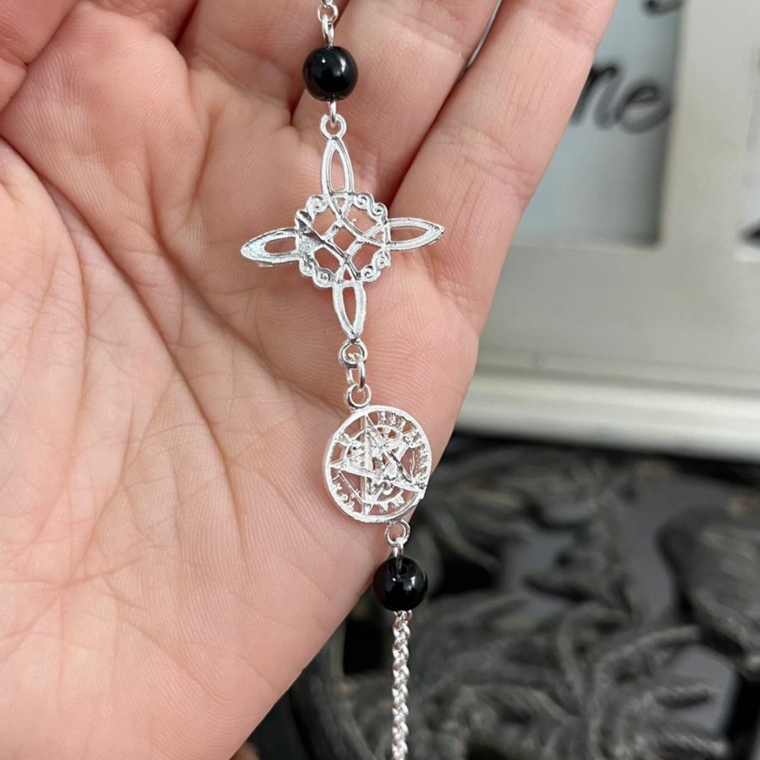 Pulsera Doble Protección con Ónix Plata