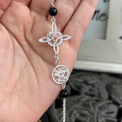 Pulsera Doble Protección con Ónix Plata