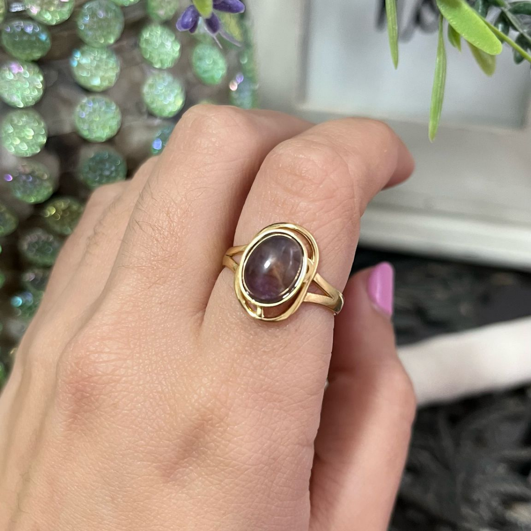 Anillo Amatista Acero (Ajustable)