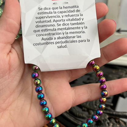 Pulsera Hematita Arcoíris 6mm
