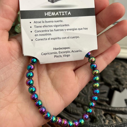 Pulsera Hematita Arcoíris 6mm