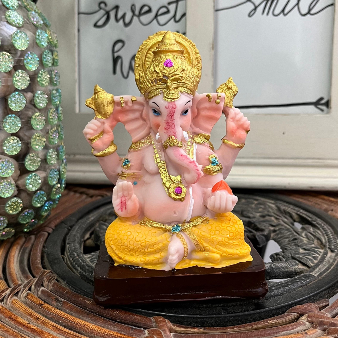 Ganesha con Base de Madera