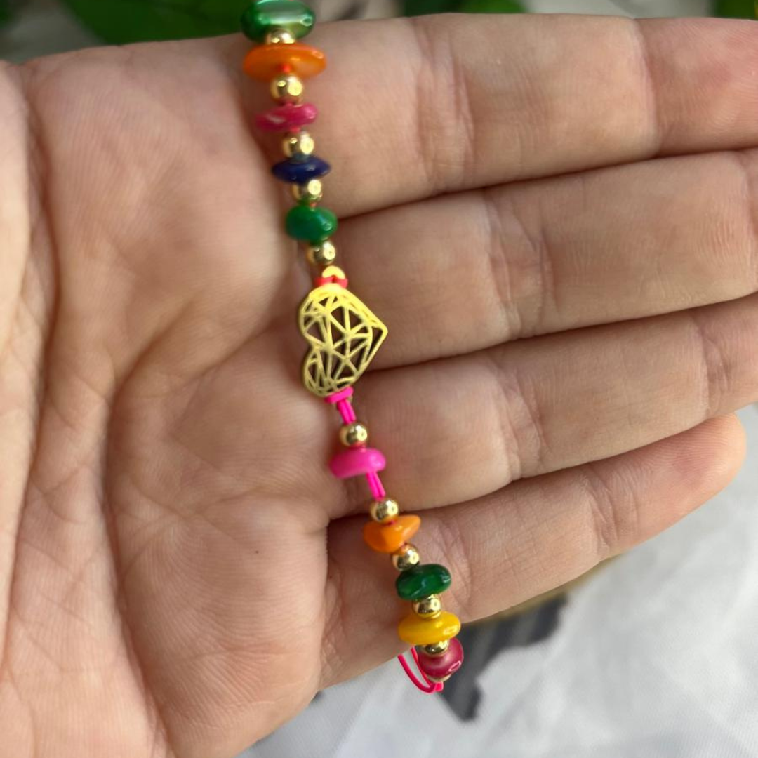 Pulsera Ágata Multicolor Corazon