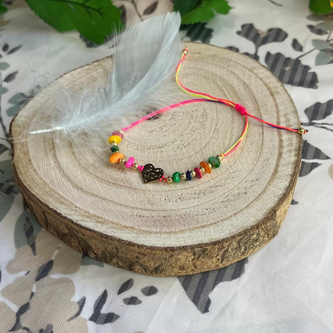 Pulsera Ágata Multicolor Corazon