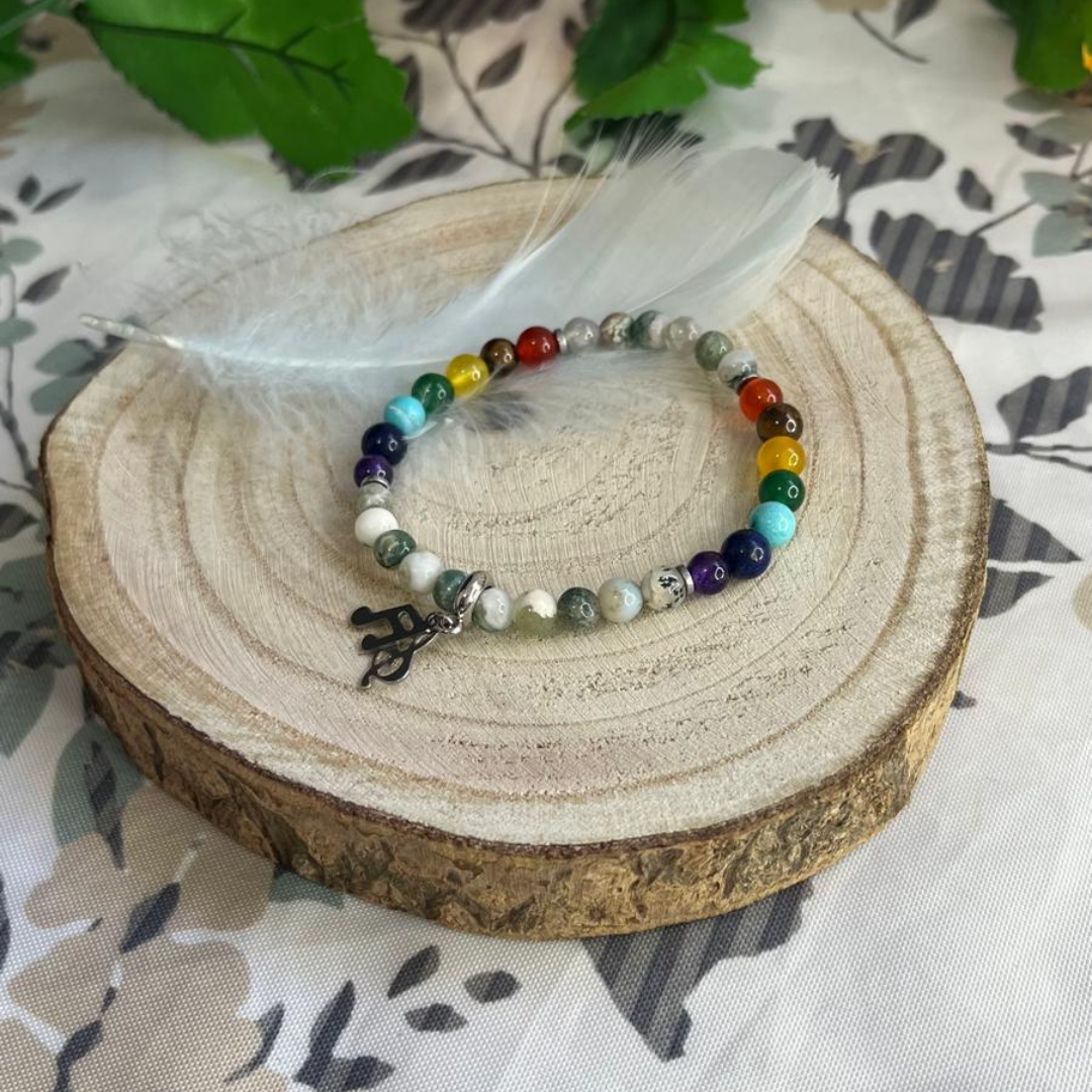 Pulsera Ágata Musgo 7 Chakras 6mm