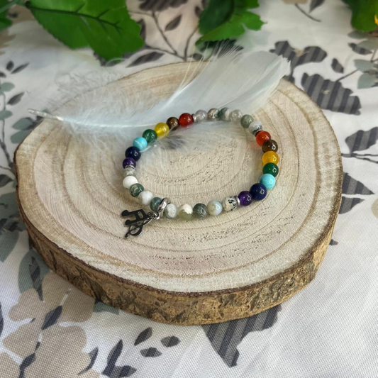 Pulsera Ágata Musgo 7 Chakras 6mm