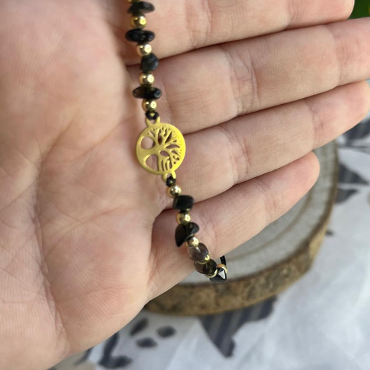 Pulsera Ágata Negra Árbol de la Vida