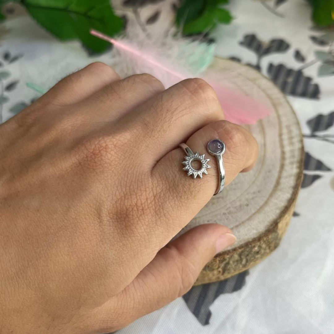 Anillo Amatista Acero (Ajustable)