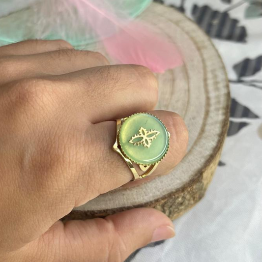 Anillo Aventurina Verde Acero (Ajustable)