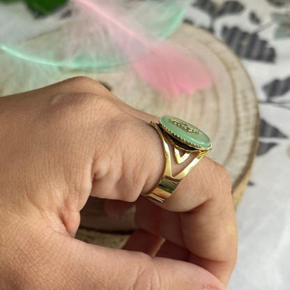 Anillo Aventurina Verde Acero (Ajustable)