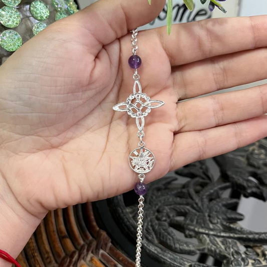 Pulsera Doble Protección con Amatista Plata